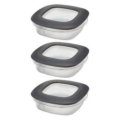 Rubbermaid 3 Cup Durable Square Premier Plastic Storage Container w/ Lid, Clear (3 Pack)