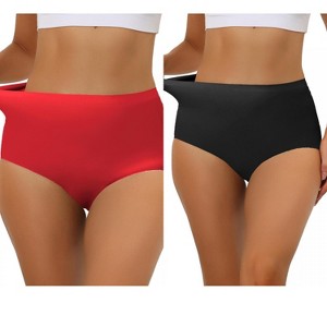 Allegra K Women's Elastic High Waist Unlined Breathable No-Show Hipster Underwear 2 Packs - 1 of 4