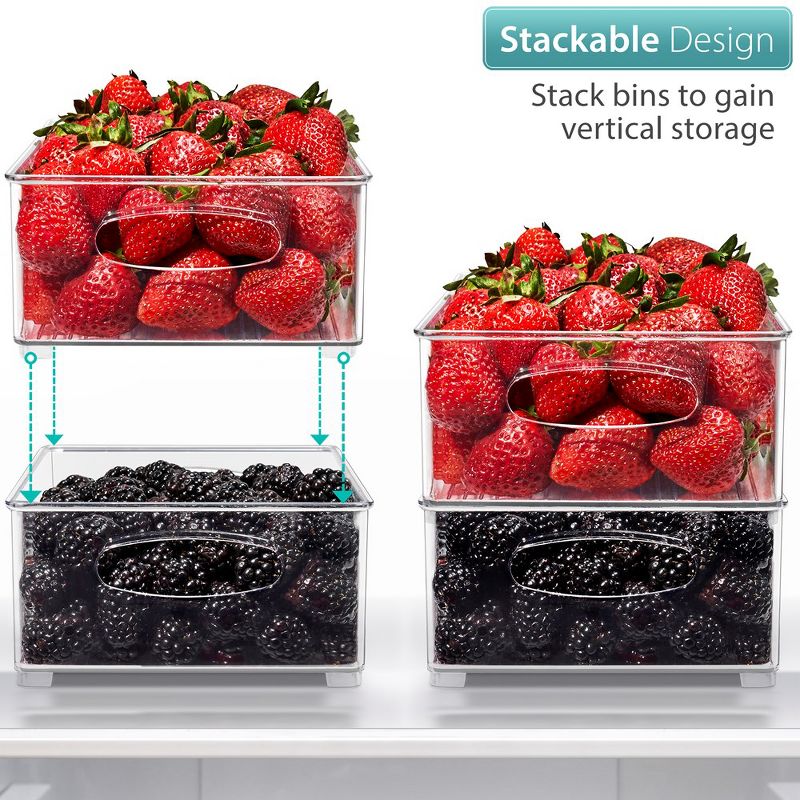 Sorbus 6 Pack Medium Stackable Clear Storage Bins with Handles- for Kitchen Pantry, Freezer & Fridge Organization, 5 of 13