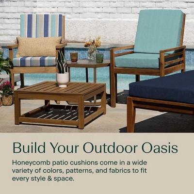 Stripe Blue & Beige Outdoor Midback Dining Chair Cushion Set
