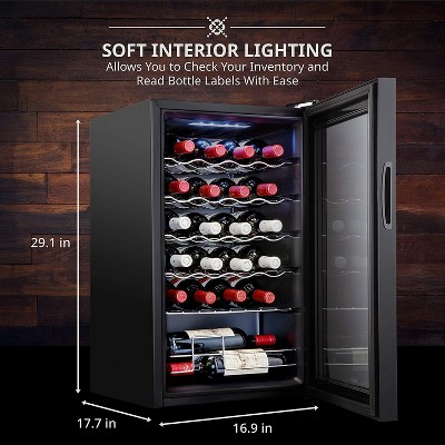 Ivation Black Freestanding 24-Bottle Wine Cooler with Glass Door