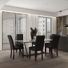 Emma and Oliver 6 Pack Contemporary Black Faux Leather Panel Back Parsons Chair with High Density Foam Padding and Mahogany Finished Hardwood Frame - 2 of 4