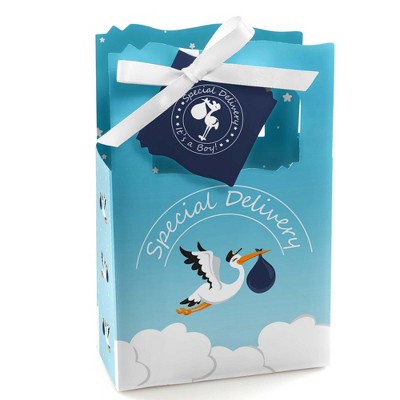 Big Dot of Happiness Boy Special Delivery - Blue It's a Boy Stork Baby Shower Favor Boxes - Set of 12