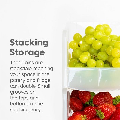 Clear Stackable Plastic Open Front Storage Bins, Large - 8 Pack