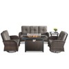 Buenhomino 5PCS Outdoor Patio Furniture Set with Fire Pit,Wicker Patio Conversation Sets with 43" Propane Fire Pit Table,Swivel Rocking Chairs - 2 of 4