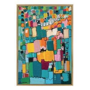 Kate and Laurel Sylvie Afternoon Delight Framed Canvas by Leah Nadeau, 23x33, Bright Gold - 1 of 4