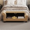 TIRAMISUBEST 64.5 Inch Bed Bench Velvet Upholstery Nails Tufted Chaise Lounge Storage Modern Design Brown Wood Legs - 3 of 4