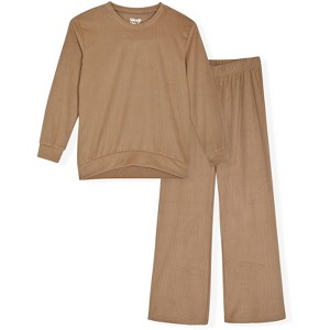 Sleep On It Girls 2-Piece Velour Pajama Pant Sleep Set - 1 of 4