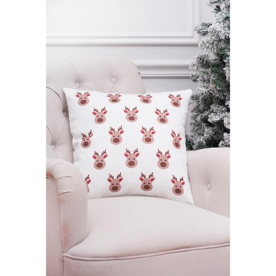 White and Brown Reindeer Christmas Throw Pillow