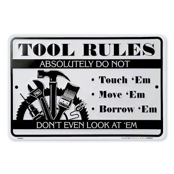 Collections Etc Tool Rules Novelty Aluminum Metal Wall Sign SMALL