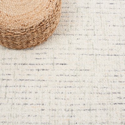 Ivory and Light Grey Hand-Tufted Wool Abstract Rug - 5' x 8'