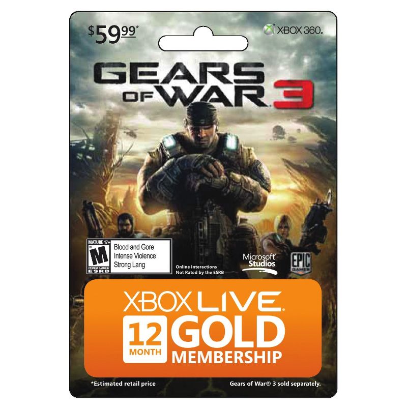 Microsoft Xbox 360 Gears of War 3 12 Month Membership - $59.99, 1 of 2