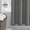 LunaLulinlk Gray Waffle Weave Textured Fabric Shower Curtain - 2 of 4