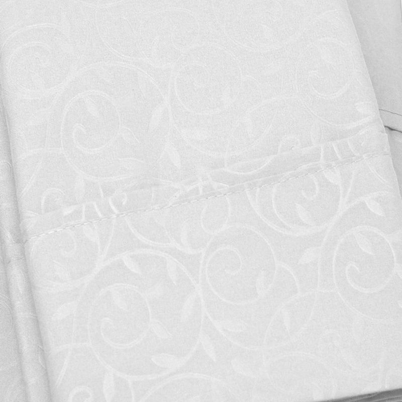 Plazatex Vine Print 90GSM Brushed Microfiber Soft Wrinkle Free Sheet Set White Queen, 3 of 5