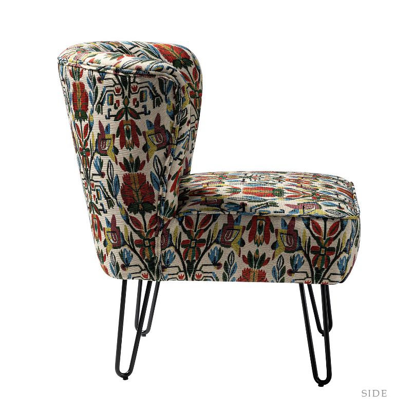 Bernarda Living Room Armless Accent Chair with Floral Pattern | Karat Home-FLORAL, 3 of 13