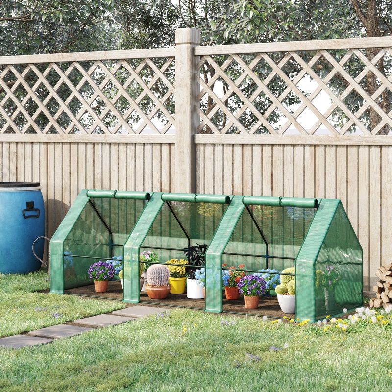 Outsunny Mini Greenhouse Portable Hot House with Large Zipper Doors & Water/UV PE Cover for Outdoor and Garden, 2 of 8