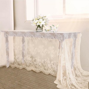 Wikineon Vintage Lace Tablecloth Rectangle 60x120 Inches Long Embroidered Ivory Table Cloths for Parties Wedding Reception Home Decorations - 1 of 4