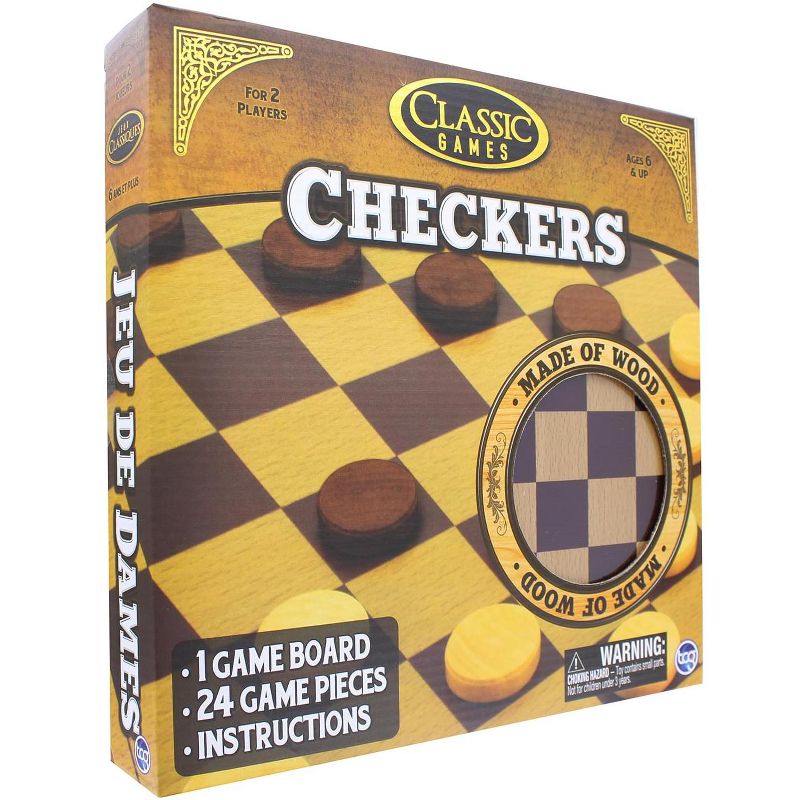 The Canadian Group Classic Games Wood Checkers Set | Board & 25 Game Pieces, 3 of 4