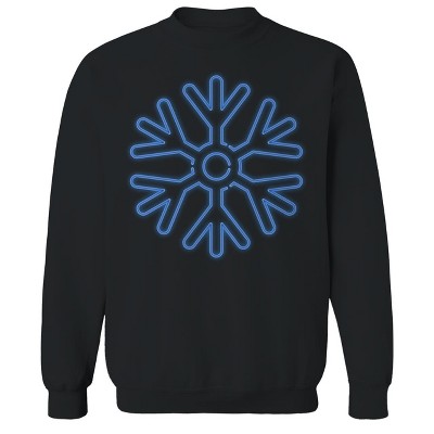 Rerun Island Men's Neon Snowflake Blue Long Sleeve Graphic Cotton Sweatshirt