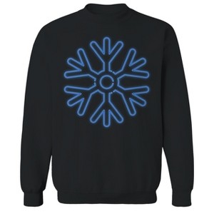 Rerun Island Men's Neon Snowflake Blue Long Sleeve Graphic Cotton Sweatshirt - 1 of 1