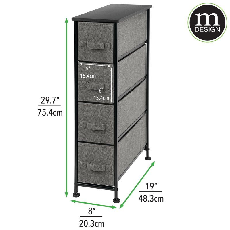 mDesign Narrow Dresser Storage Tower Stand with 4 Fabric Drawers,, 3 of 11