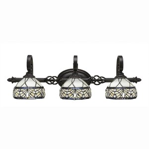 Toltec Lighting Elegante 3 - Light Vanity in  Dark Granite with 7" Royal Merlot Art Glass Shade - 1 of 1