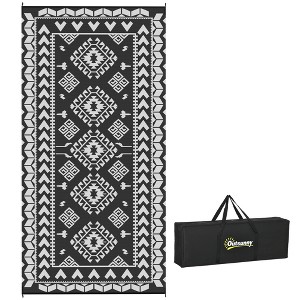 Outsunny Outdoor Patio Rug, Large Camping Carpet with Carrying Bag, Waterproof Plastic Straw, Reversible, Rhombus Patchwork - 1 of 4