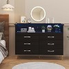Garvee Bedroom Dresser with Electrical Outlet and LED Lights, 6 Drawer Wooden Dresser with 2 Open Shelves - 2 of 4