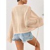 Women's Summer Crochet Lightweight Cardigan Button Down Hollow Out Long Sleeve Bolero Shrug Cardigan - 4 of 4