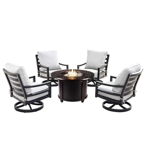 5pc Outdoor Fire Table Set With Geometric 44