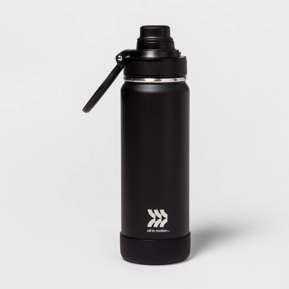 24oz Vacuum Insulated Stainless Steel Water Bottle Black - All in Motion