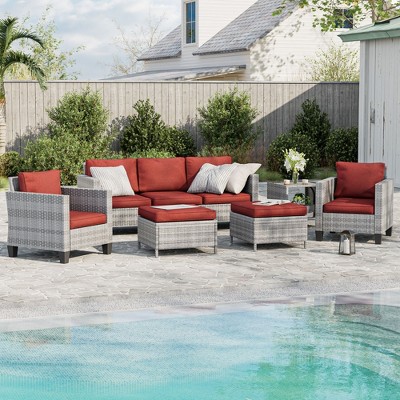 Sonkuki 6-Piece Patio Conversation Set with Side Table