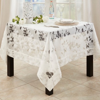 Sheer Elegance White Vine Design 70" Tablecloth