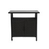 Outdoor Wicker Bar Cart with Storage and Wheels Patio Rattan Beverage Table with Plastic Wood Top for Garden Backyard or Poolside -The Pop Home - 2 of 4