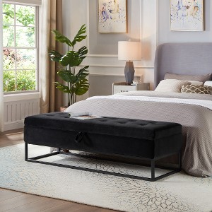 MAXZZZ 58.6" Bed Bench Metal Base with Storage Velvet - 1 of 1