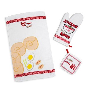 Just Funky Naruto Ichiraku Ramen 3-Piece Kitchen Set | Oven Mitt, Dish Towel, Pot Holder - 1 of 4