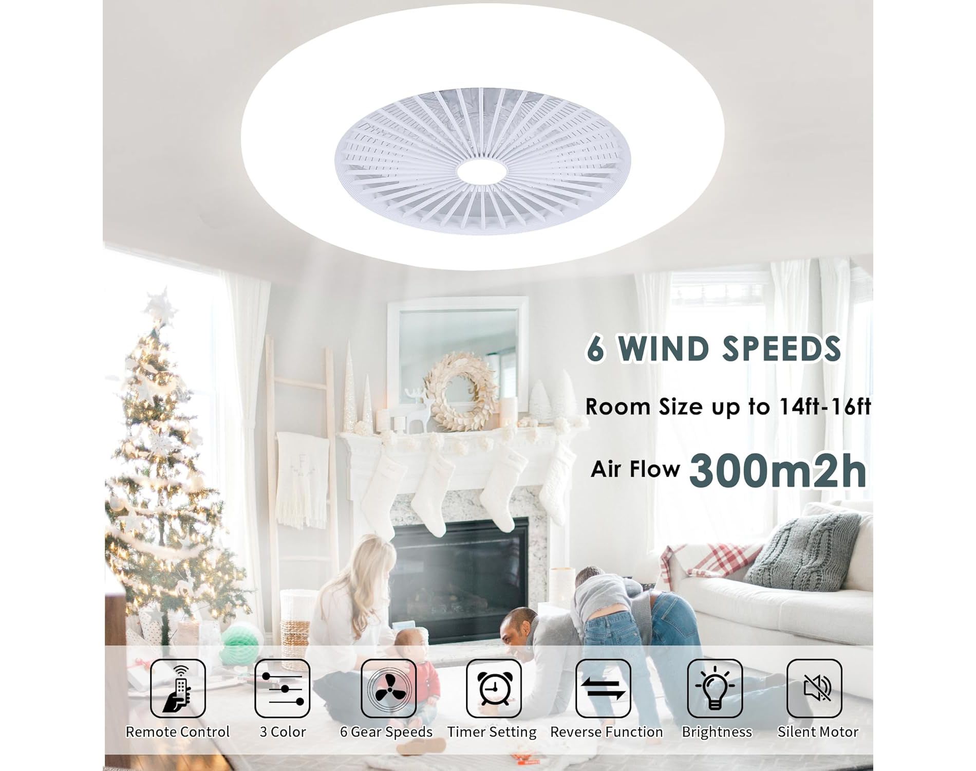Sofucor 18'' Ceiling Fan with Light & Remote for Small Bedroom White