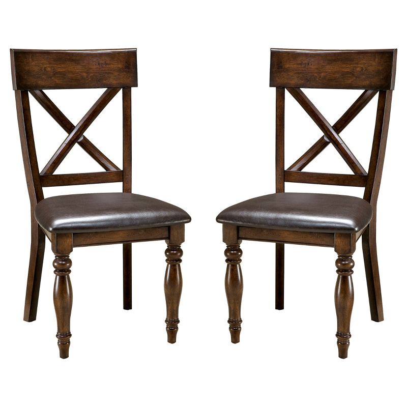 Set of 2 Kingston X Back Side Chair with Faux Leather Seat Dark Raisin Finish - Intercon, 1 of 2
