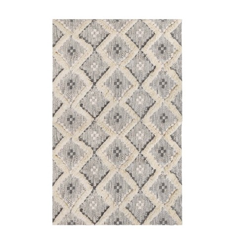 Hand-tufted Printed Diamond Geometric Cotton-wool Blend Indoor Area Rug, 6'  X 9', Dove-gray - Blue Nile Mills : Target