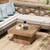JIONJOY Rustic Square Coffee Table with Cubic Base – Modern Farmhouse Style Solid Wood Block Table for Living Room, Lounge, or Family Space - 3 of 4