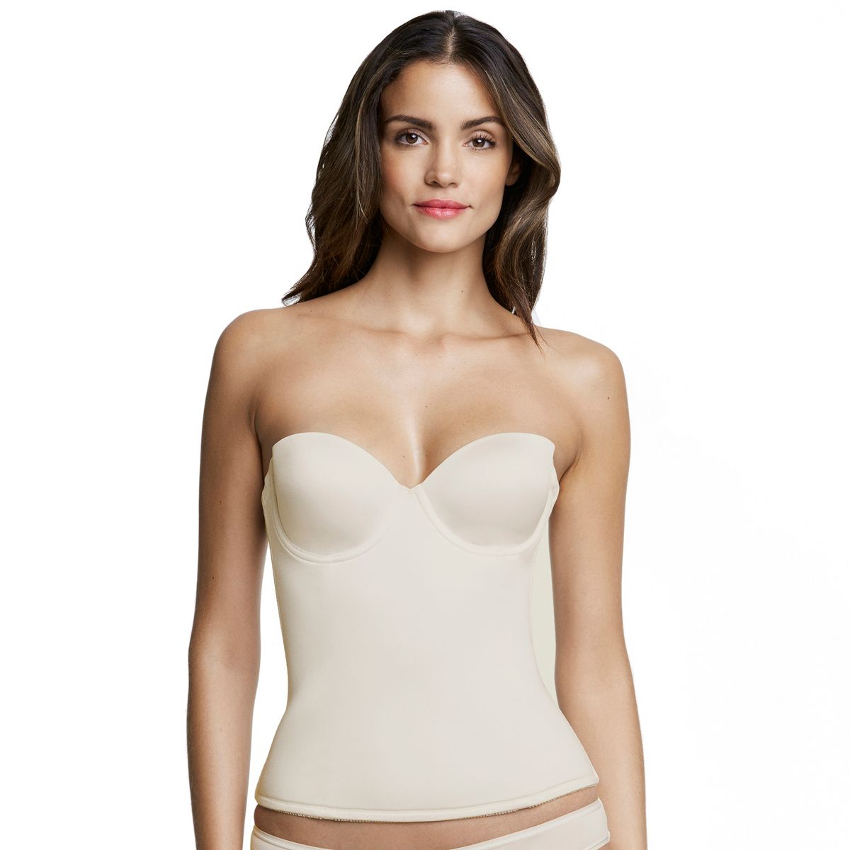 Dominique Women's - Paige - Seamless Padded Longline Strapless Bra - Low Back Microfiber,Detachable Garters