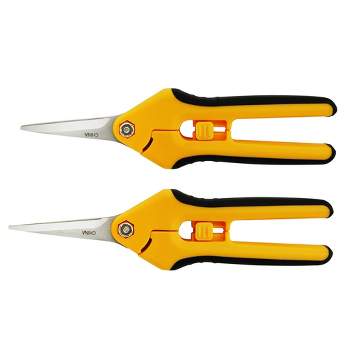 CENTURION Precision Snip Spring Loaded Curved/Straight Garden Pruning, Shaping, & Trimming Shears with Stainless Steel Blade, Set of 2