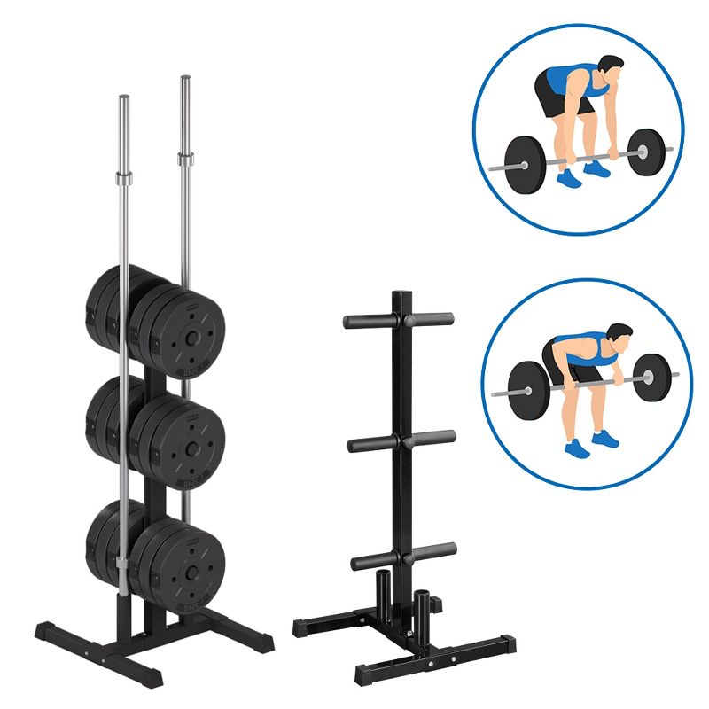 Yaheetech 2" Olympic Plate & Bar Holder Weight Bumper Plates Tree Stand Rack Black, 4 of 8