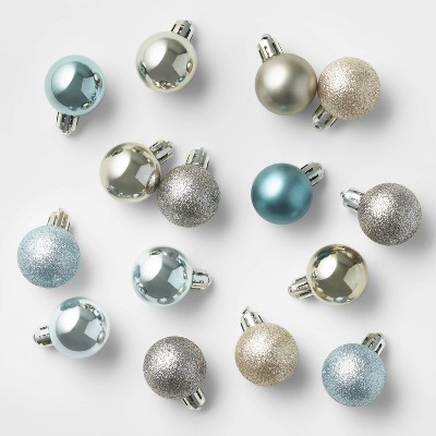 25ct Round Christmas Ornament Set Blue/Beige - Wondershop™