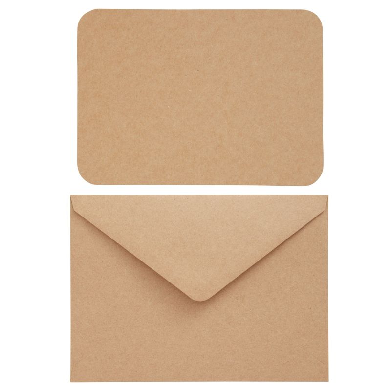 Paper Junkie 48 Pack Blank Brown Cards with Envelopes, 5x7 Postcards for Wedding Invitations, Open When Letters, Rounded Corners, A7, 5 of 7