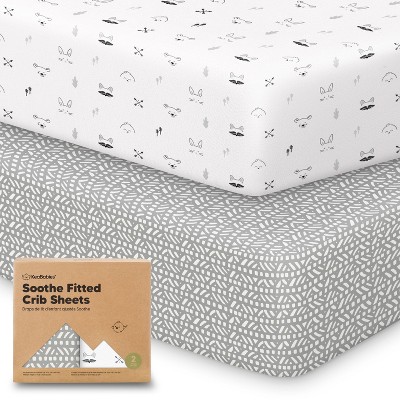 KeaBabies 2pk Soothe Fitted Crib Sheets Neutral, Organic Baby Crib Sheets, Fits Standard Nursery Baby Mattress
