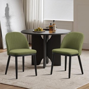 Acekool Upholstered Dining Chairs Set of 2, Modern Fabric Side Chairs with Thick Cushions & Wood Legs, Curved Back, Comfy for Kitchen/Restaurant/Cafe - 1 of 4