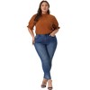 Agnes Orinda Women's Plus Size Glitter Pleated Keyhole Back Star Print Puff Sleeve Blouses - 3 of 4