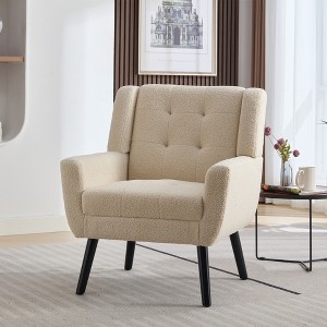 ATJafure Modern Soft Linen Material Ergonomics Accent Chair With Black Legs For Indoor Home Living Room Bedroom Home - 1 of 4