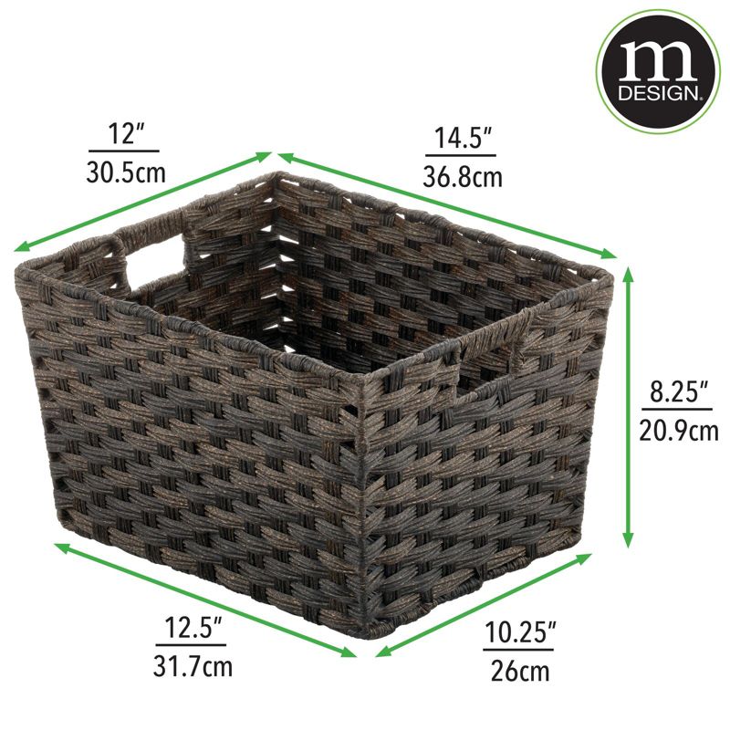 mDesign Wide Rectangular Woven Home Storage Basket Bin, 2 Pack, 3 of 8